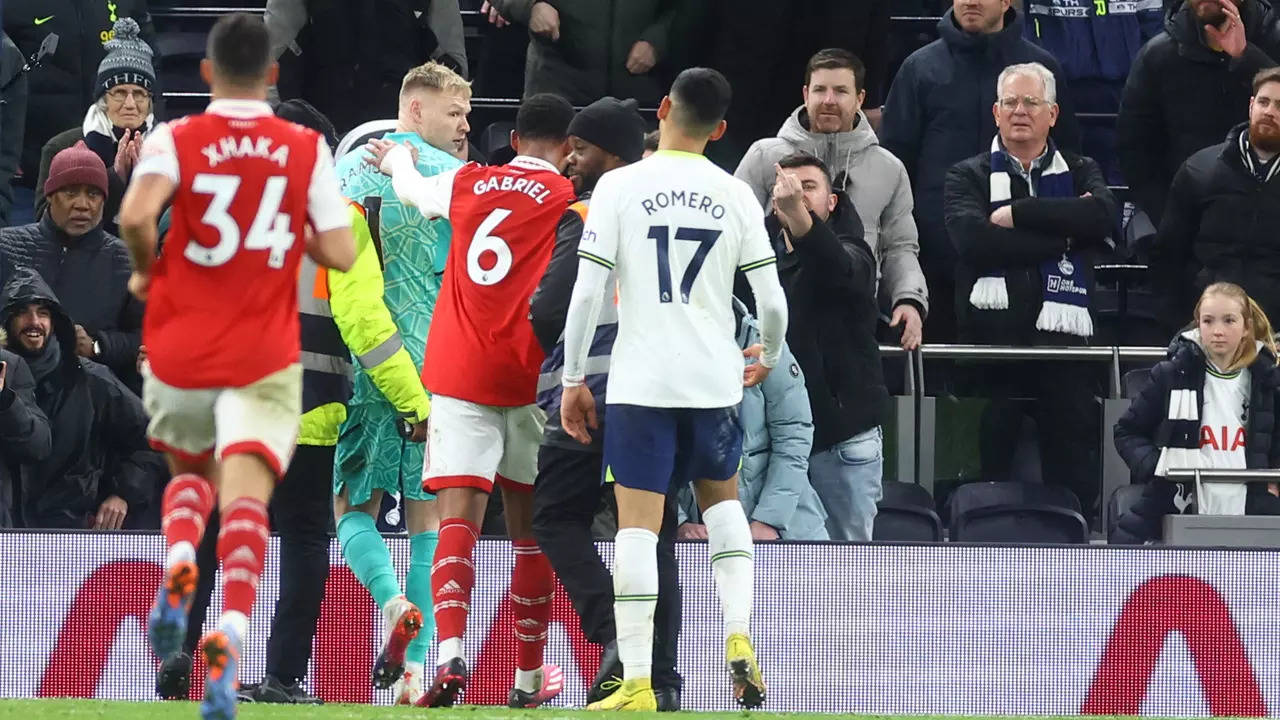 Arsenal goalkeeper Aaron Ramsdale appears to be kicked by Tottenham fan  after north London derby, UK News