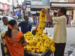 Bengaluru’s Gandhi Bazaar came alive as Sankranti shoppers stepped out