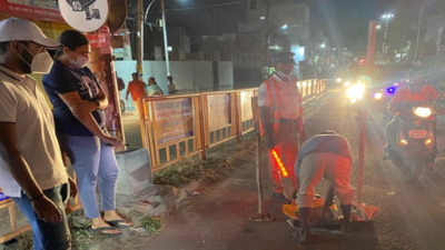 Coimbatore city police close potholes on roads