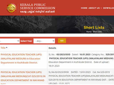 KPSC Physical Education Teacher 2023 Short List published for Kozhikode District, download PDF here
