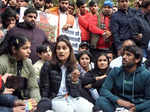 New Delhi_ Indian wrestlers Sakshee Malikkh, Vinesh Phogat and Bajrang Punia with others addressing the media during their protest against the Wrestling Federation of India (WFI) president Brij Bhushan,.