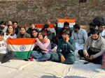 New Delhi_ Indian wrestlers Bajrang Punia, Sakshee Malikkh,Vinesh Phogat, Anshu Malik, Sangita Phogat and others stage a strike against the Wrestling Federation of India (WFI), in New Delhi, on Wednesda.