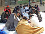 New Delhi_ Indian wrestlers including Bajrang Punia, Sakshee Malikkh,Vinesh Phogat, Anshu Malik, Sangita Phogat and others sit in protest against the Wrestling Federation of India (WFI) president Brij B.