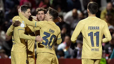 Robert Lewandowski hits two as Barcelona thrash Ceuta in Spanish Cup