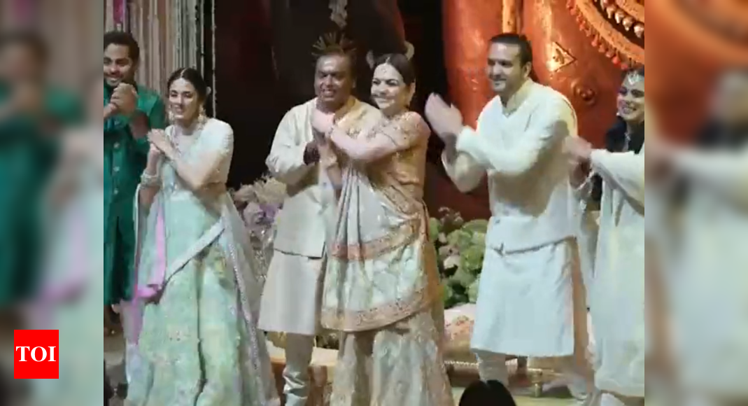 Anant Ambani-Radhika Merchant engagement: The Ambani family dances to Salman Khan-Madhuri Dixit’s Wah Wah Ramji at ring ceremony – watch video – Times of India