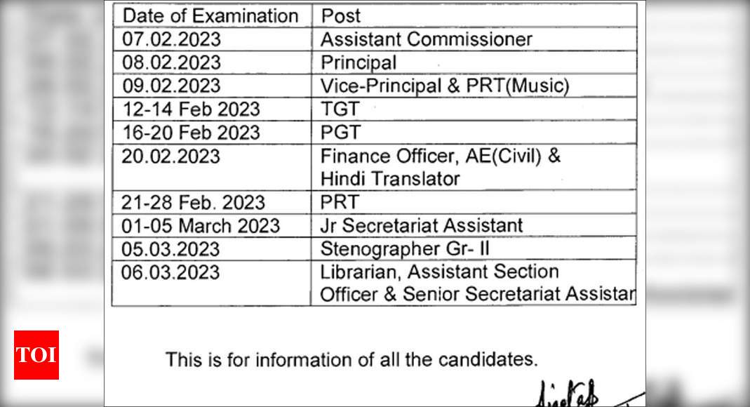 KVS Recruitment 2022 Exam dates for Primary Teacher, Officer & other