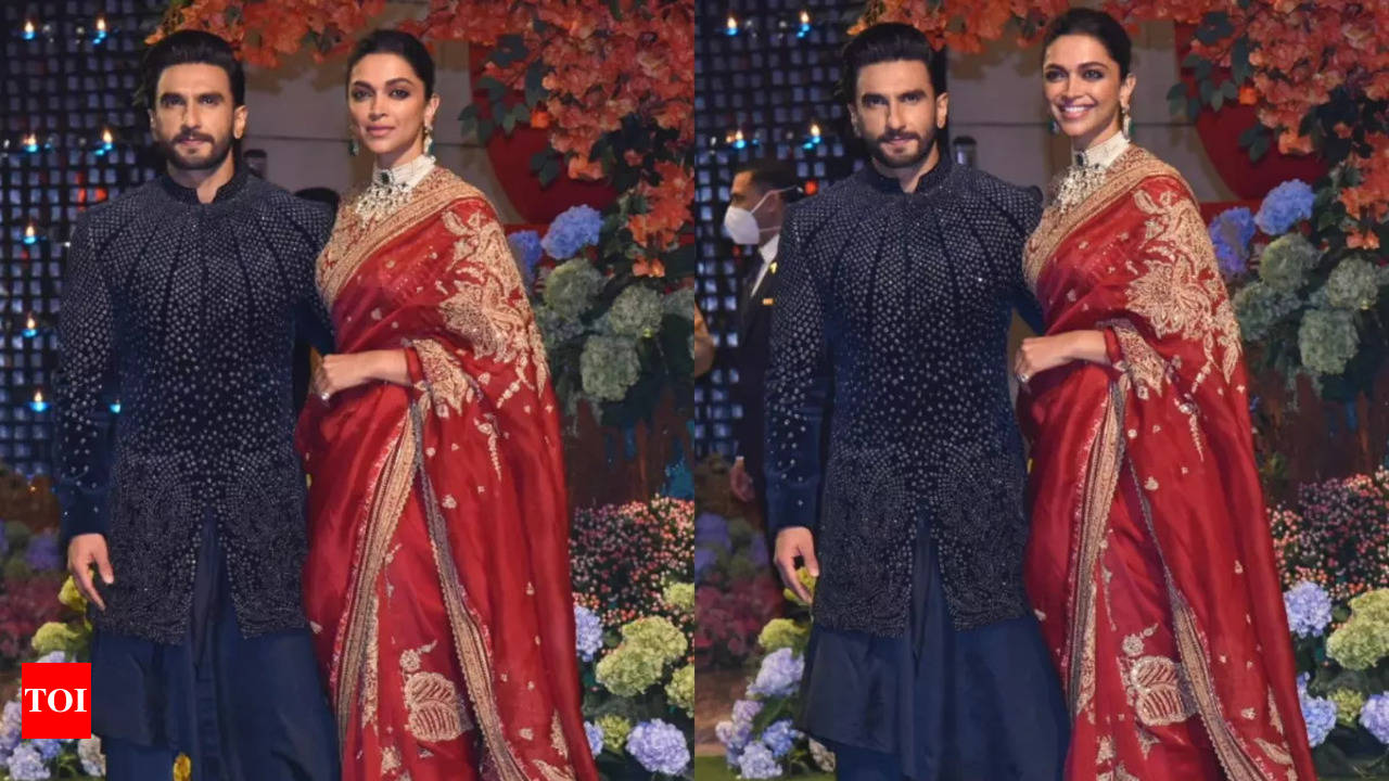 Deepika Padukone And Ranveer Singh Sizzle The Ramp Walk In Manish Malhotra  Embellished Outfits