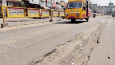 Bad roads around Trichy central bus stand irk residents