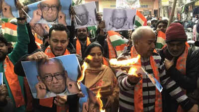 Shiv Sena Dogra Front stages protest against Digvijaya Singh's remarks on 'Surgical Strike'