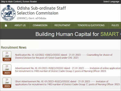 OSSSC Nursing Officer recruitment 2023: Notification released on osssc.gov.in, application from Jan 27