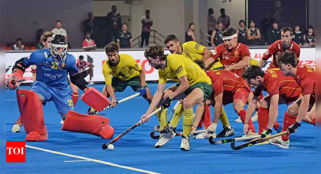 Hockey World Cup Australia down Spain 43 to enter semis; Belgium