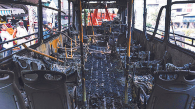 BEST bus in flames! Lucky escape for 25 commuters in Mumbai