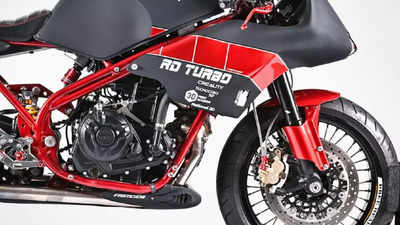 Custom madness! Yamaha RD350 with a turbocharged R3 engine in