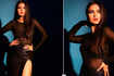 Tejasswi Prakash channels her inner diva in a black thigh-high slit sheer gown