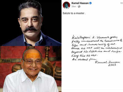 Ulaganayagan Kamal Haasan condoles K Viswanath's death with a handwritten note; Read the full post