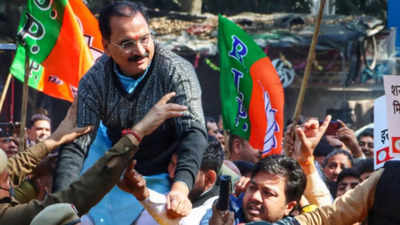 Delhi excise scam case: BJP stages protest at AAP office, demands CM Arvind Kejriwal's resignation