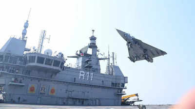 'Historic milestone': Naval pilots carry out first jet landing on INS Vikrant