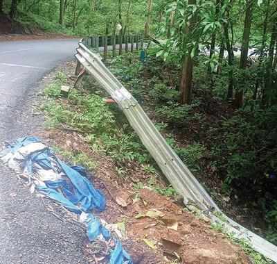 Crash barriers damaged, motorists warn of danger along Karmal Ghat