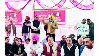 Cong stages protests against BJP, Adani group