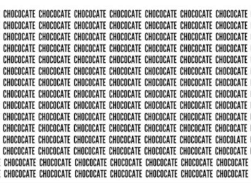 Only a hawk-eyed person can find the word 'Chocolate' in 12 seconds
