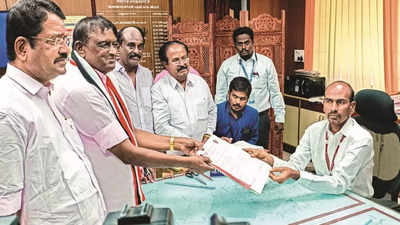 AIADMK candidate K S Thennarasu files nomination for Erode East bypoll