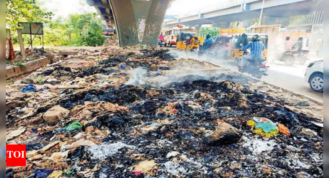 Ambattur: Garbage dumped beneath Chennai's Ambattur flyover, set afire ...