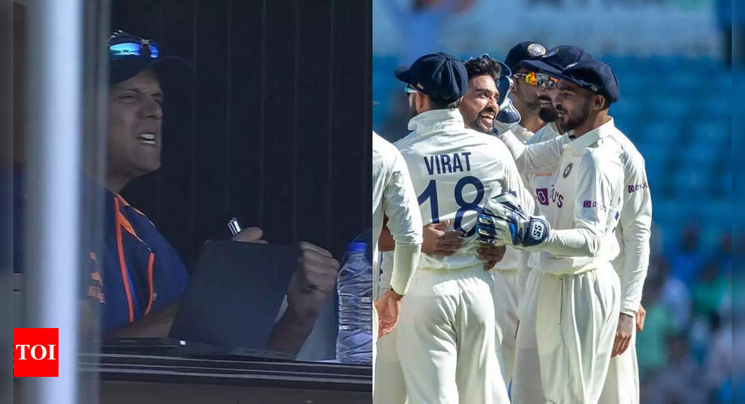 WATCH: Rahul Dravid exults in celebration after Mohammed Siraj sends Usman Khawaja packing | Cricket News – Times of India