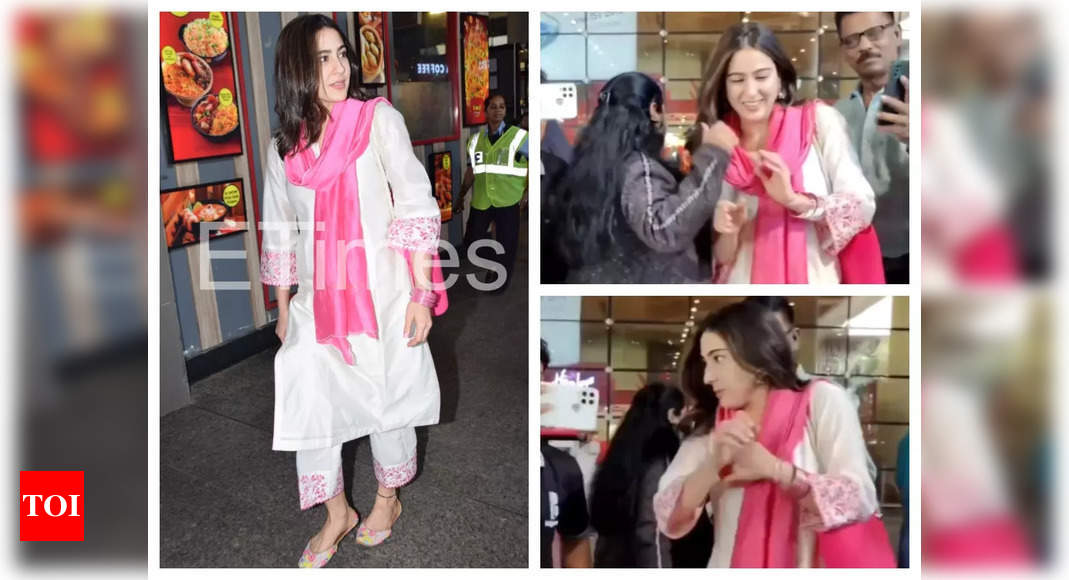 Sara Ali Khan remains calm despite fan trying to get too close at the airport | Hindi Movie News