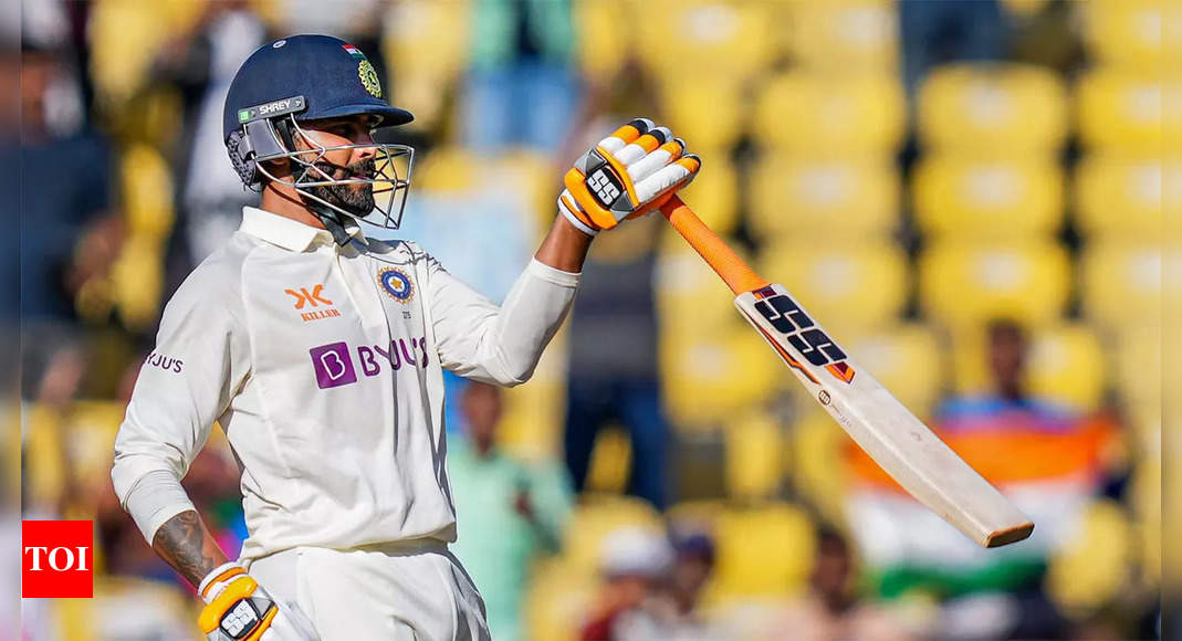 Watch: Ravindra Jadeja’s sword show as all-rounder backs up fifer with impressive fifty | Cricket News – Times of India