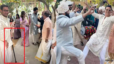 Aamir Khan walks with the help of walking stick as he attends a wedding in Jaipur; Akshay Kumar does bhangra with Mohanlal. Watch!