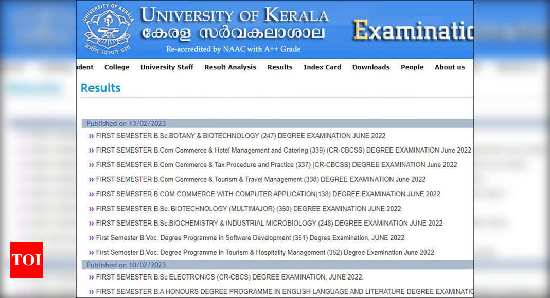 Kerala University first semester result for B.Sc, B.com, B.Voc exam ...