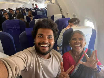 62-year-old ex-BB Telugu contestant Gangavva shares a glimpse of her first flight journey; see pics