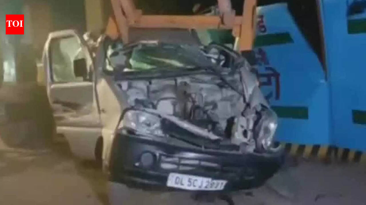 Delhi: Metro pillar collapses, car crushed, two injured