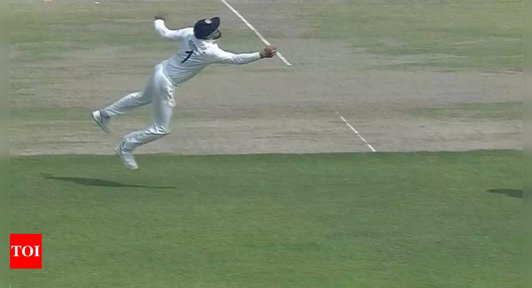 Watch: KL Rahul’s stunning catch brings up 250th Test wicket for Ravindra Jadeja | Cricket News – Times of India