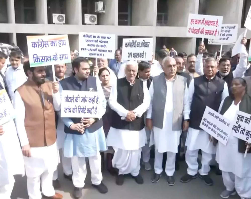 
Haryana Congress MLAs hold protest outside Assembly, demand Sandeep Singh’s resignation
