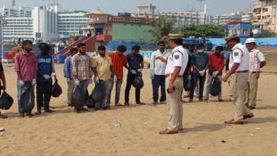 Drunk-driving offenders asked to clean up Visakhapatnam beach as punishment