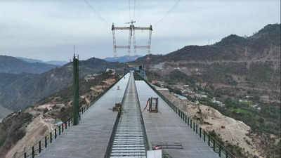 Another milestone: USBRL begins track-laying work on world’s highest railway bridge in Jammu and Kashmir's Reasi