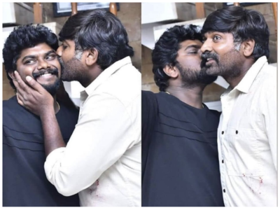 Vijay Sethupathi kisses TSK who dubbed for him in Tamil for 'Farzi'