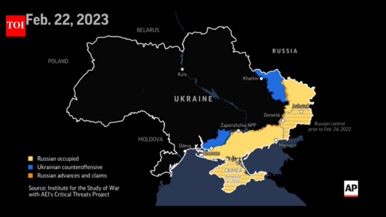 Map shows territorial shifts in Ukraine since war began one year ago