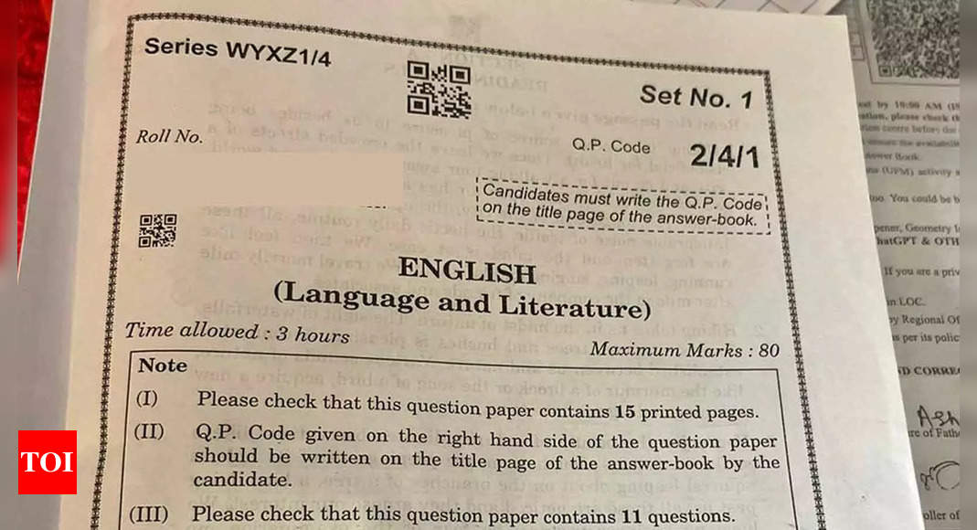 CBSE 10th English question paper 2023: Check and download here – Times of India