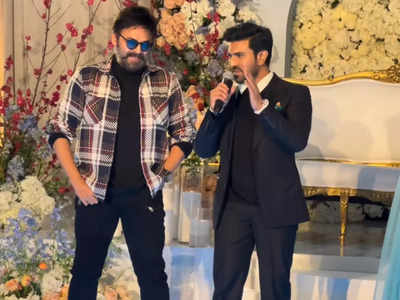 Victory Venkatesh heaps praise on Ram Charan at a private wedding in US