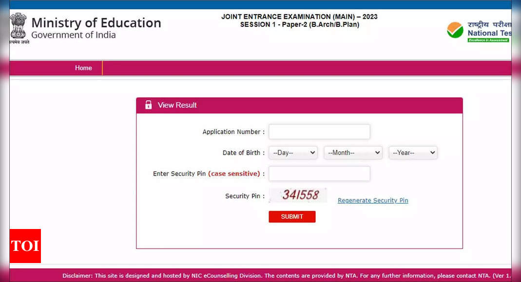 JEE Main 2023 Paper 2 result announced on jeemain.nta.nic.in, direct link – Times of India