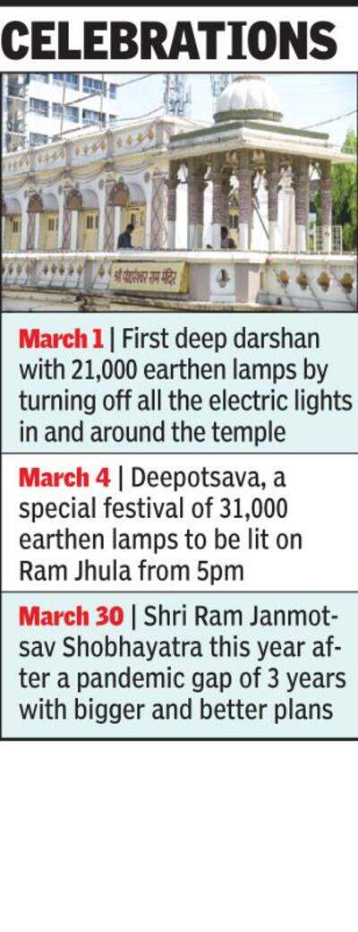 31k diyas on Ram Jhula to mark century of Poddareshwar Mandir