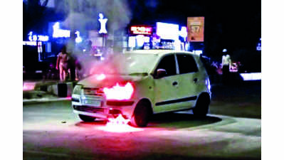 Car catches fire, no one injured