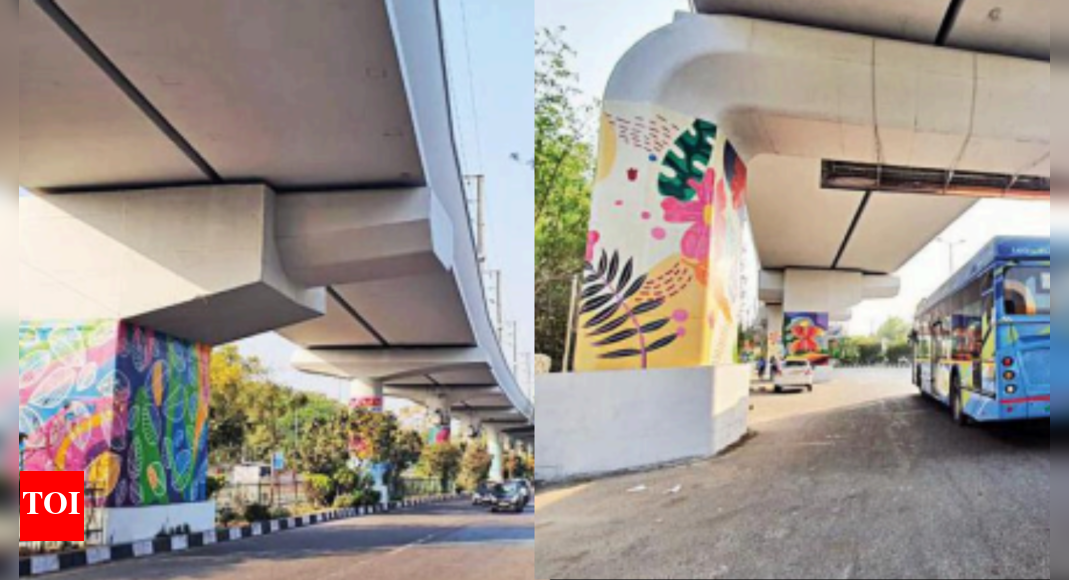 Delhi Metro pillars on Airport Line decked up for G20 | Delhi News ...