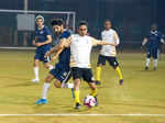 It's Bollywood stars versus Indian Navy team on the football ground