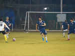 It's Bollywood stars versus Indian Navy team on the football ground