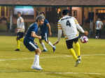 It's Bollywood stars versus Indian Navy team on the football ground