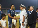 It's Bollywood stars versus Indian Navy team on the football ground