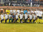 It's Bollywood stars versus Indian Navy team on the football ground